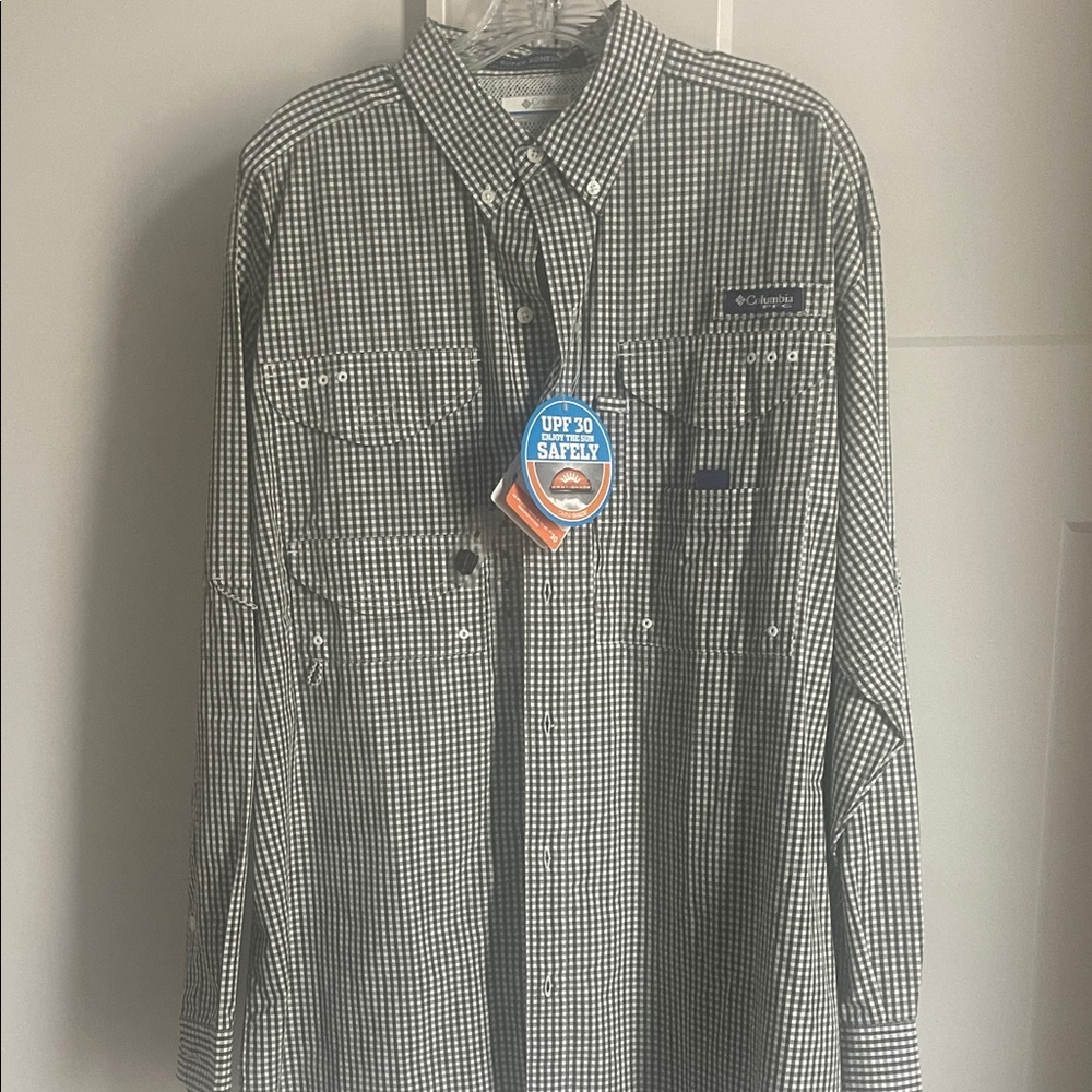 Columbia Black & White Check Button-Down Shirt
